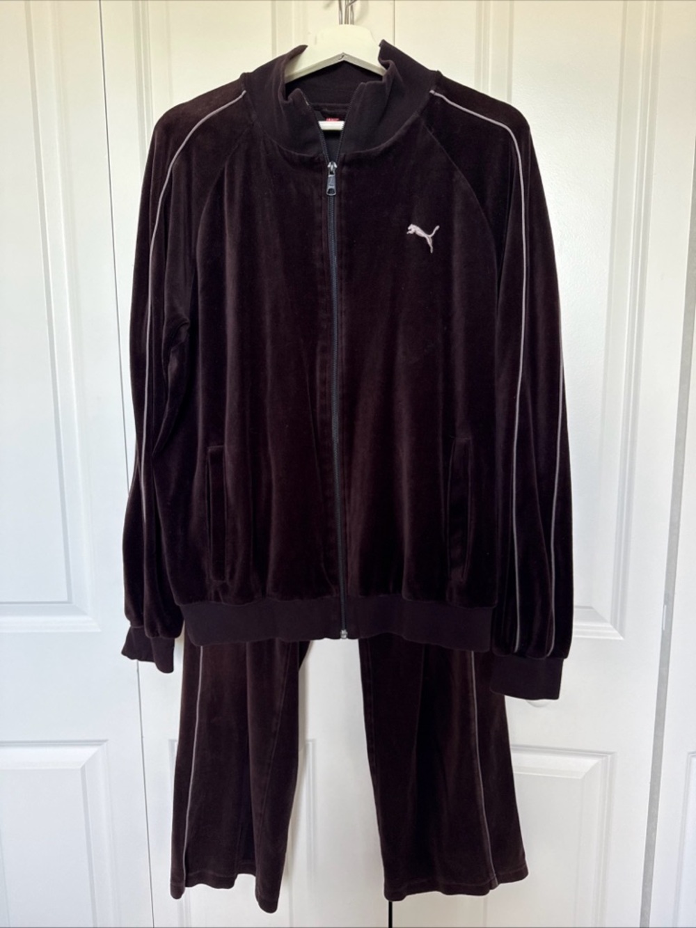 Puma Velour Tracksuit Mens Vintage Brown Size M Rare Y2K
